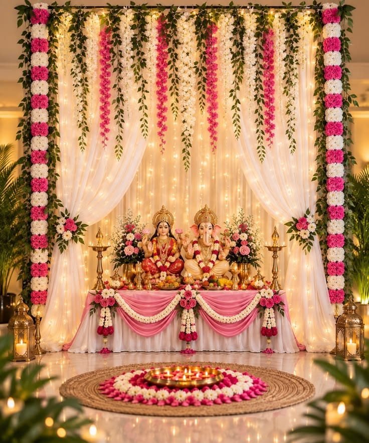 Navratri pooja and festive flower decoration idea 1 in Bengaluru by Marvel Events Planner